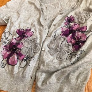 Lauren Conrad Floral Grey Cardigan